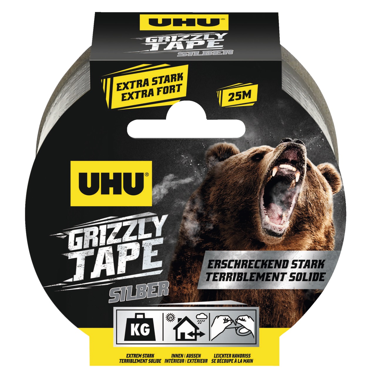 UHU Grizzly Tape® Rolle Silber 10 m DE/FR/IT