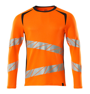 T-Shirt, Langarm, moderne Passform, hi-vis orange / schwarzblau
