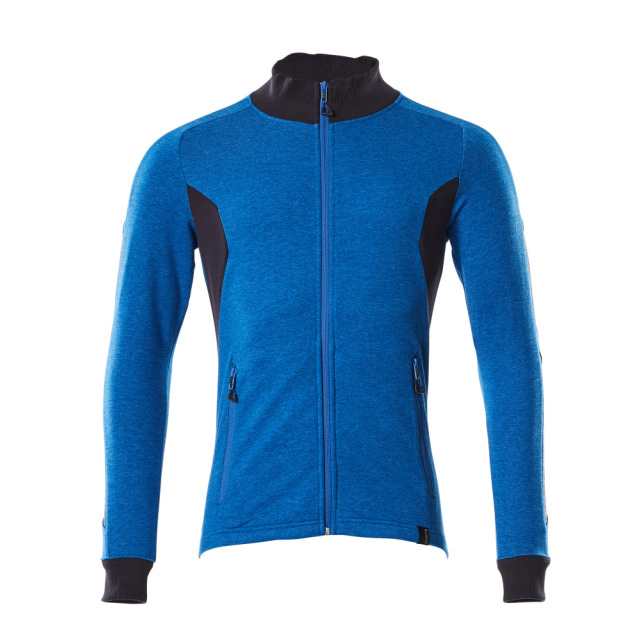Sweatshirt mit Reißverschluss,modern Fit, azurblau / schwarzblau