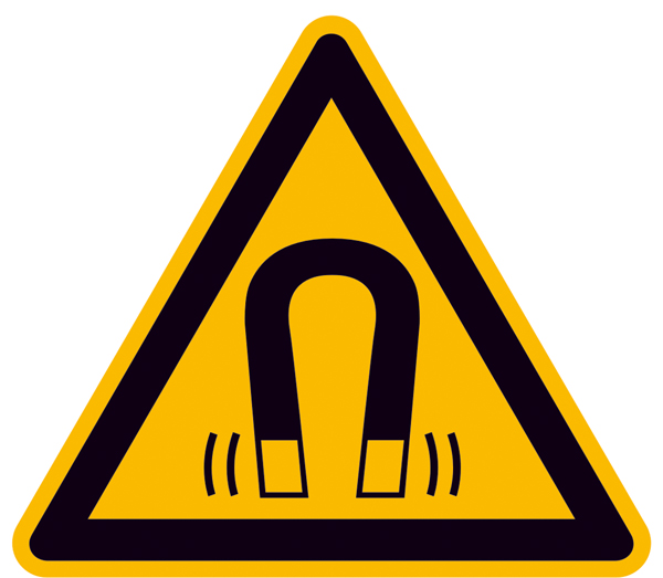 Schild Warnung vor magnetischem Feld Folie 10cm
