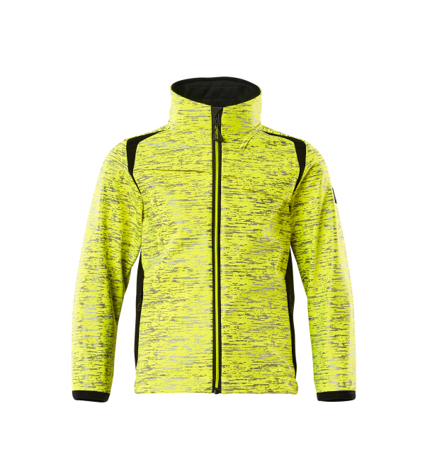 Soft Shell Jacke, Kinder, Reflexeffekte, hi-vis gelb / schwarz