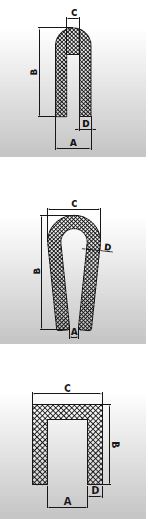 GUMMI-U-PROFIL (FASSUNGSPROFIL) 41 KE 012, EPDM, SCHWARZ