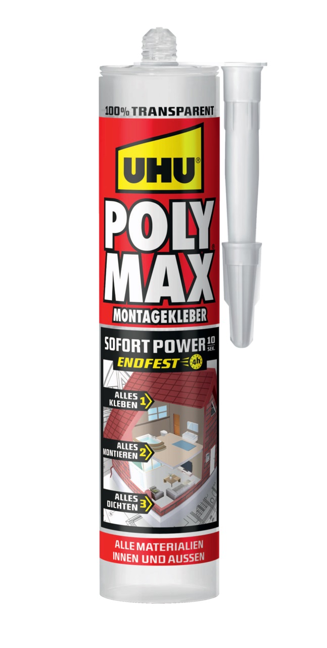 UHU Poly Max® 10 SEK Sofort Power Transparent Tube 115 g DE/FR/IT