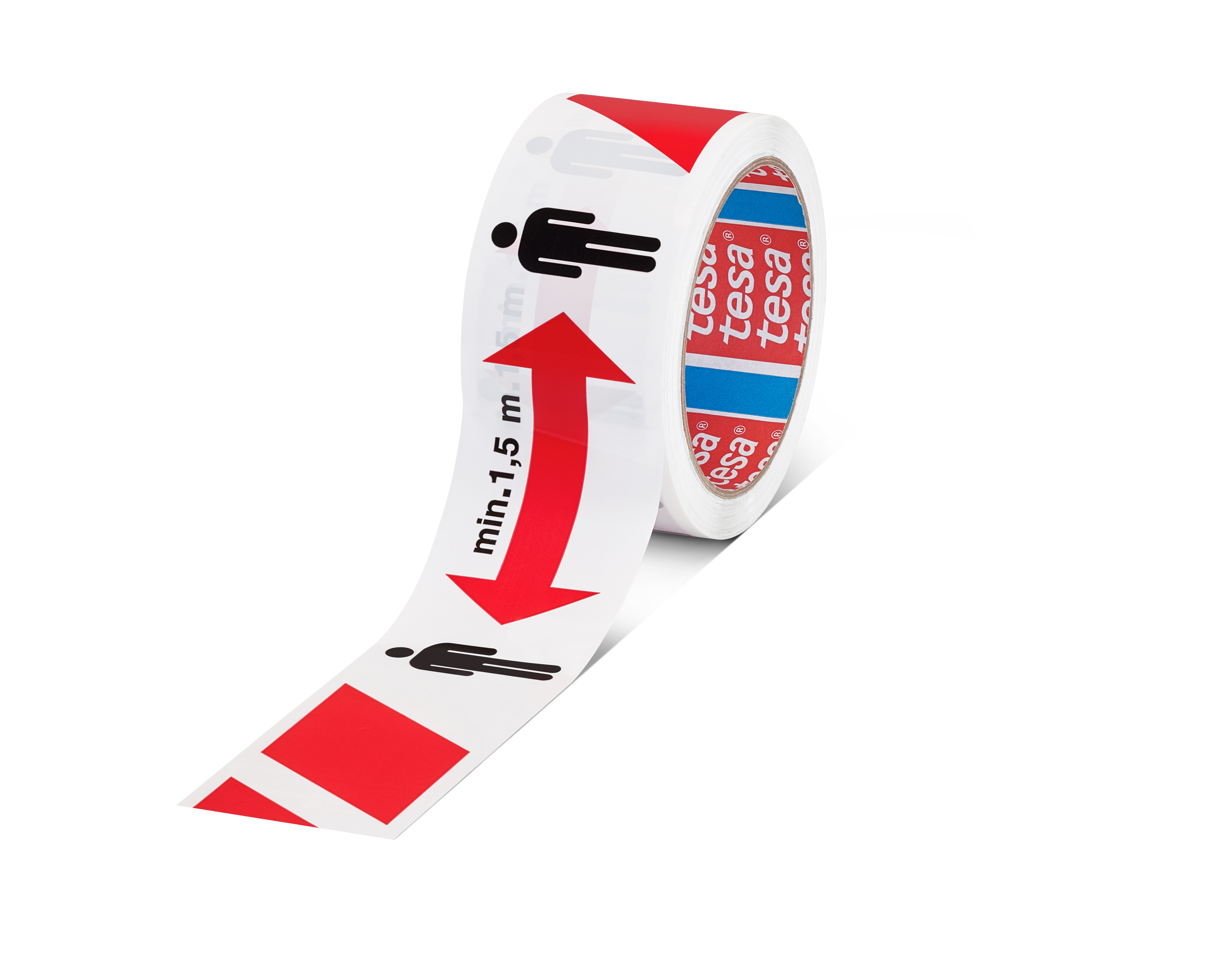 tesapack® 58263 Markierungs- und Warnklebeband, rot/weiß < 1,5 m Abstand halten 
