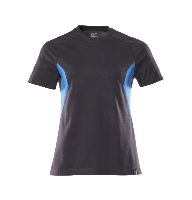 T-Shirt, Damen, schwarzblau / azurblau