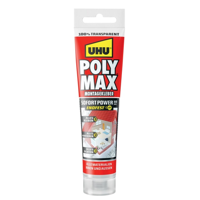 UHU Poly Max® 10 SEK Sofort Power Transparent Tube 115 g DE/FR/IT