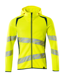 Sweatshirt mit Kapuze, moderne Passform, hi-vis gelb / dunkelpetroleum