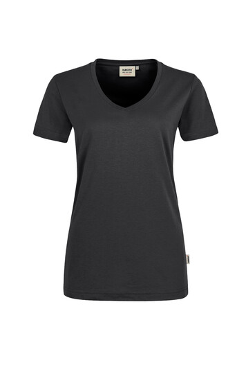 HAKRO Damen V-Shirt Mikralinar®, karbongrau, S, 181